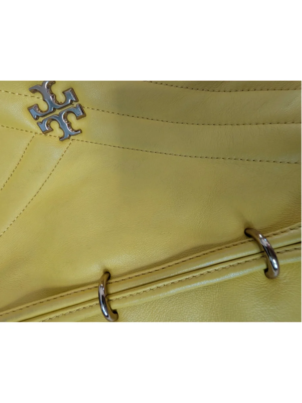 Tory Burch Kira Chevron Yellow Mini Bucket Bag - Flaws